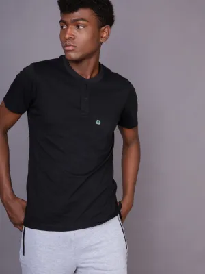 Black & White Henley Men's T-Shirt (Pack of 2)