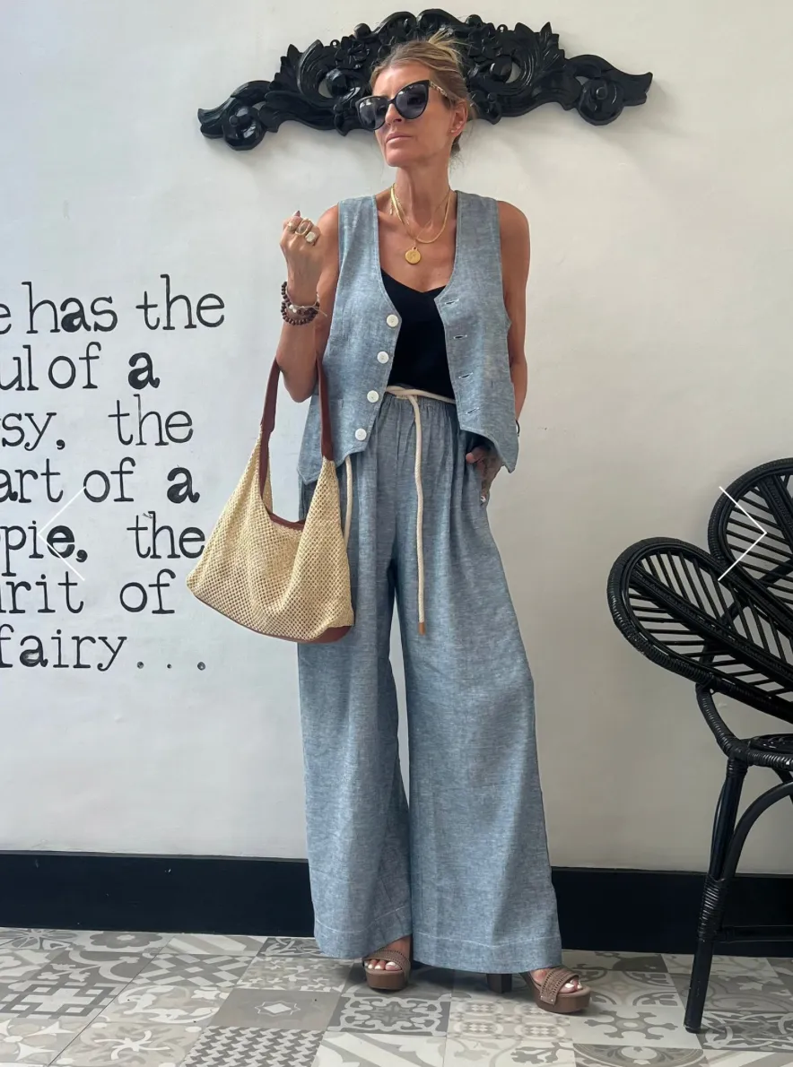 Cayman Pants - Denim Linen