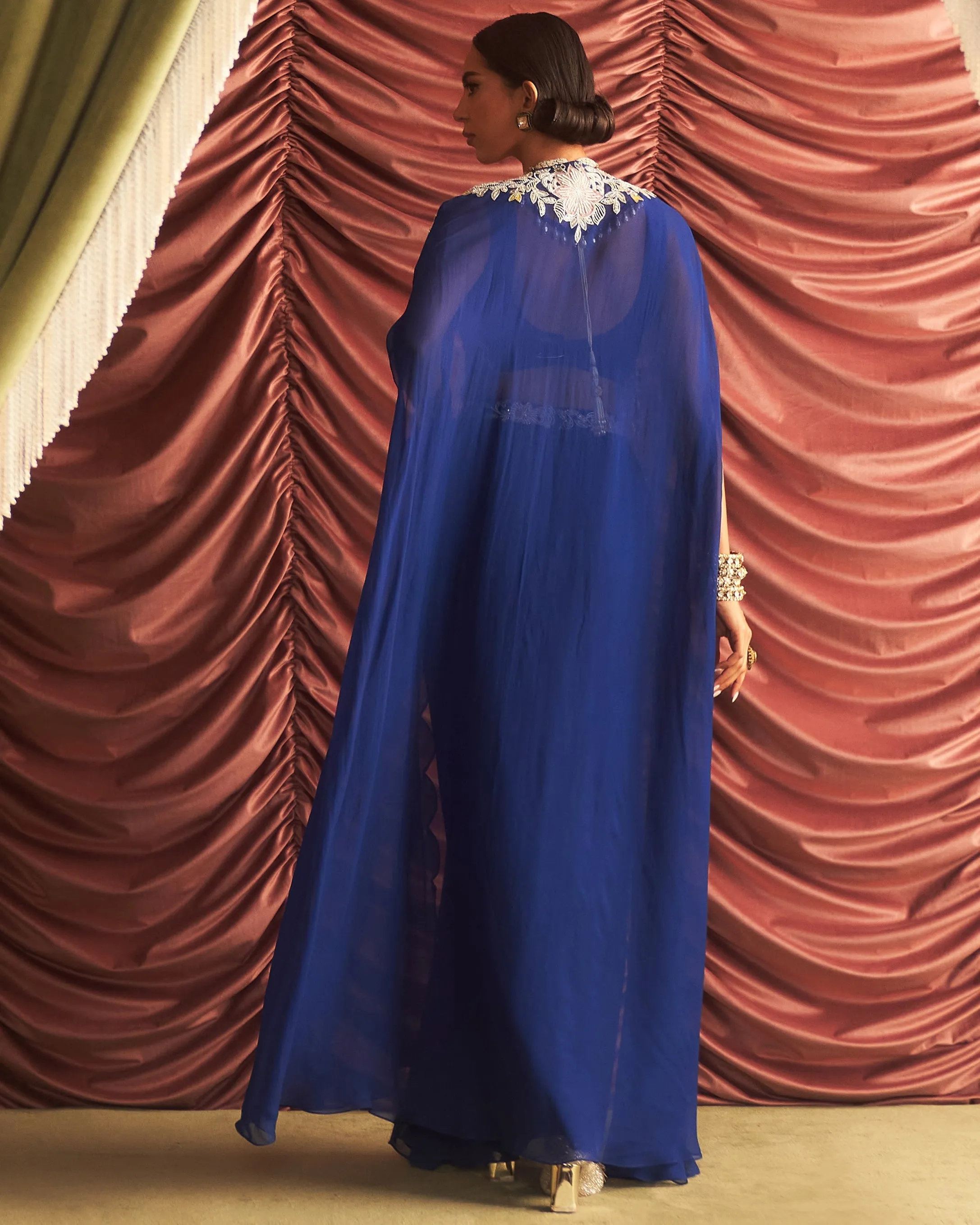 Chikni Draped Skirt & Cape Set