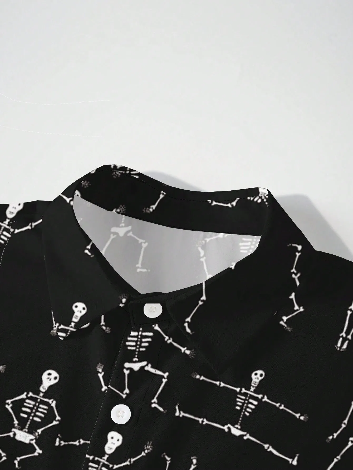 Men's Skull Print Button-down Shirt