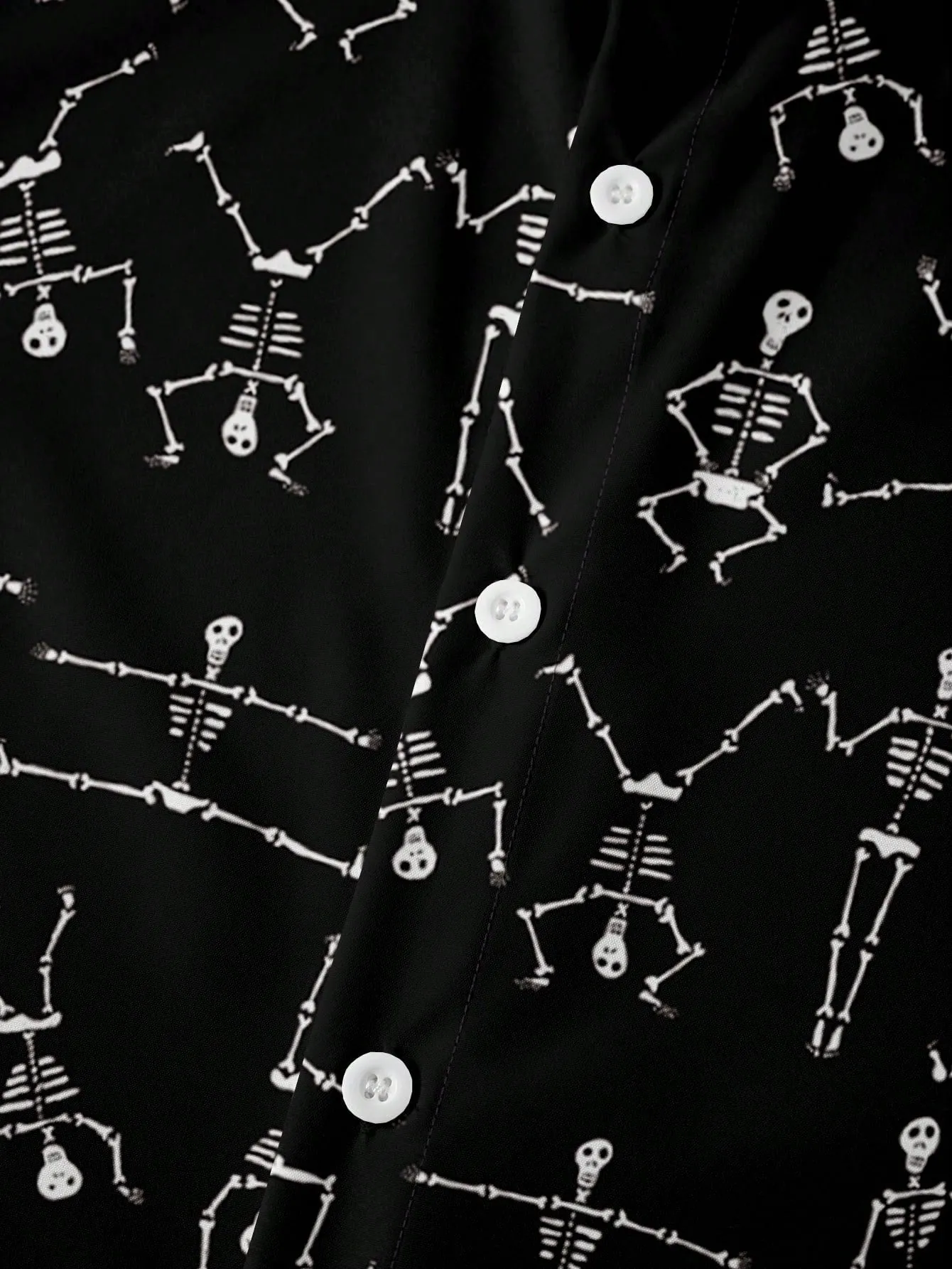 Men's Skull Print Button-down Shirt