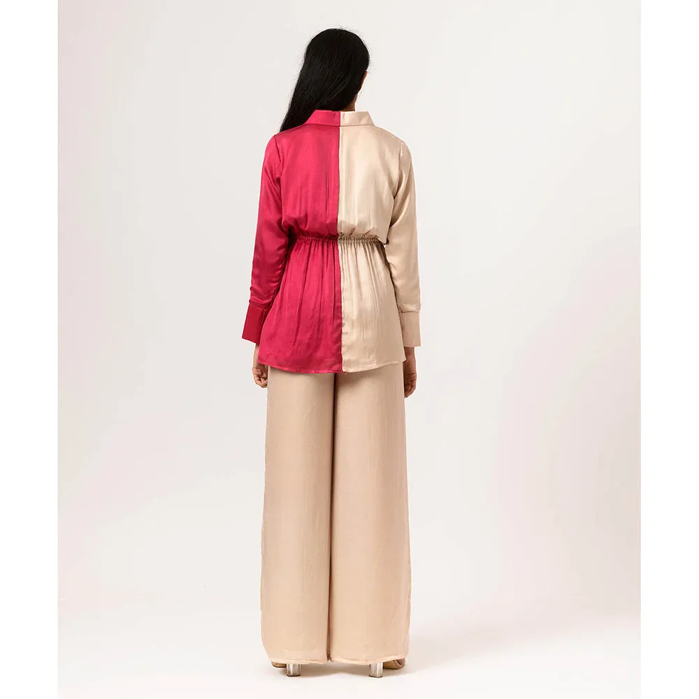 NEORA BY NEHAL CHOPRA Ecru & Wine Full Co Ord (Set of 2)