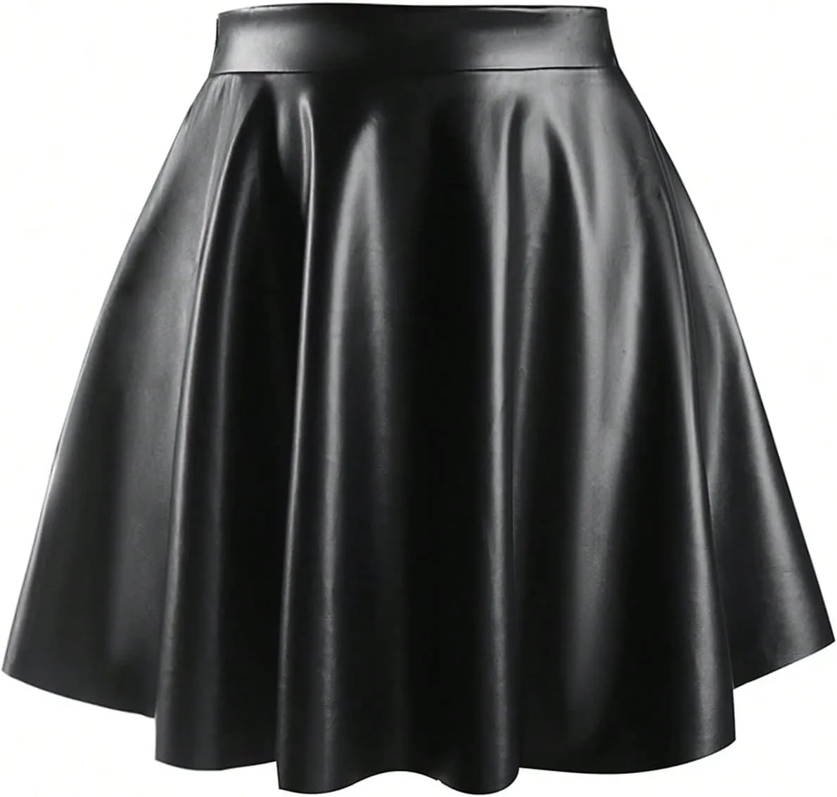 OYOANGLE Women's Plus Size Bodycon Faux Leather Skater Skirt A-Line Short Pleated Flare Skirt