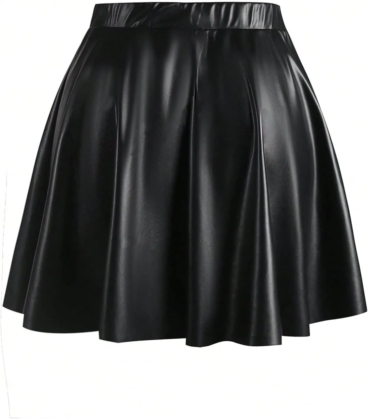 OYOANGLE Women's Plus Size Bodycon Faux Leather Skater Skirt A-Line Short Pleated Flare Skirt