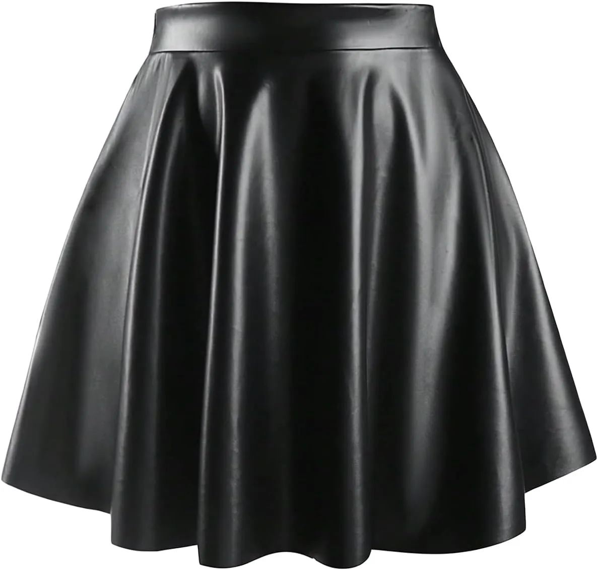 OYOANGLE Women's Plus Size Bodycon Faux Leather Skater Skirt A-Line Short Pleated Flare Skirt