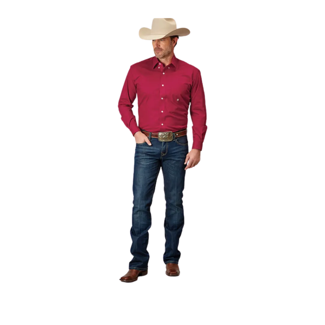 Roper Men's Solid Poplin Red Shirt
