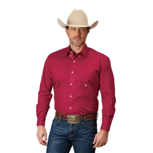 Roper Men's Solid Poplin Red Shirt
