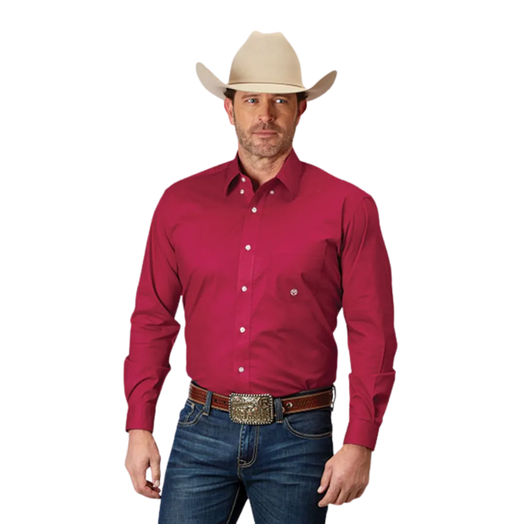 Roper Men's Solid Poplin Red Shirt