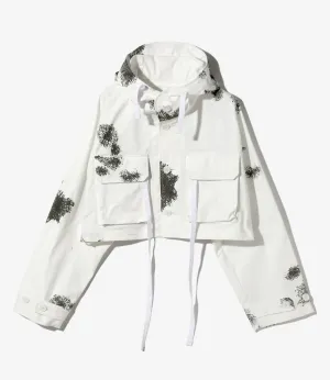 Short Cape - White - Cotton Canvas / Snow Camo Printed