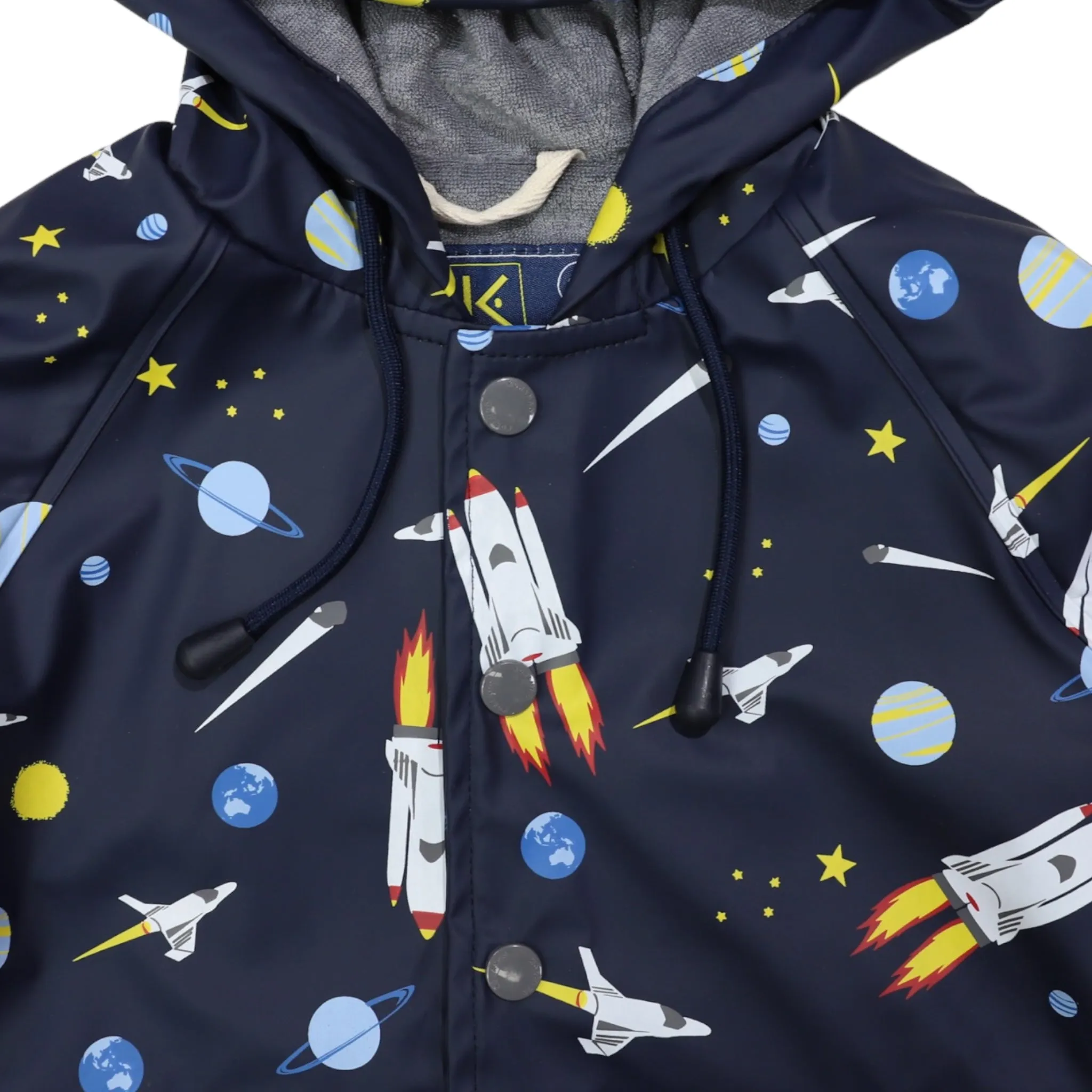 Space Rocket Raincoat Navy