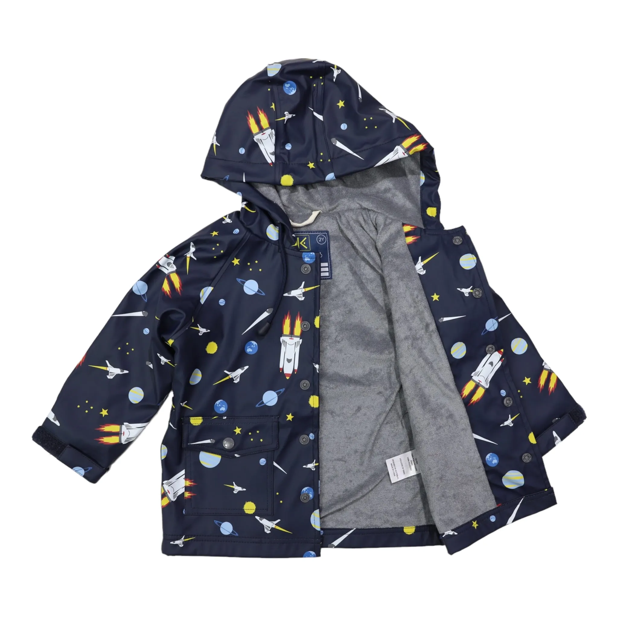 Space Rocket Raincoat Navy