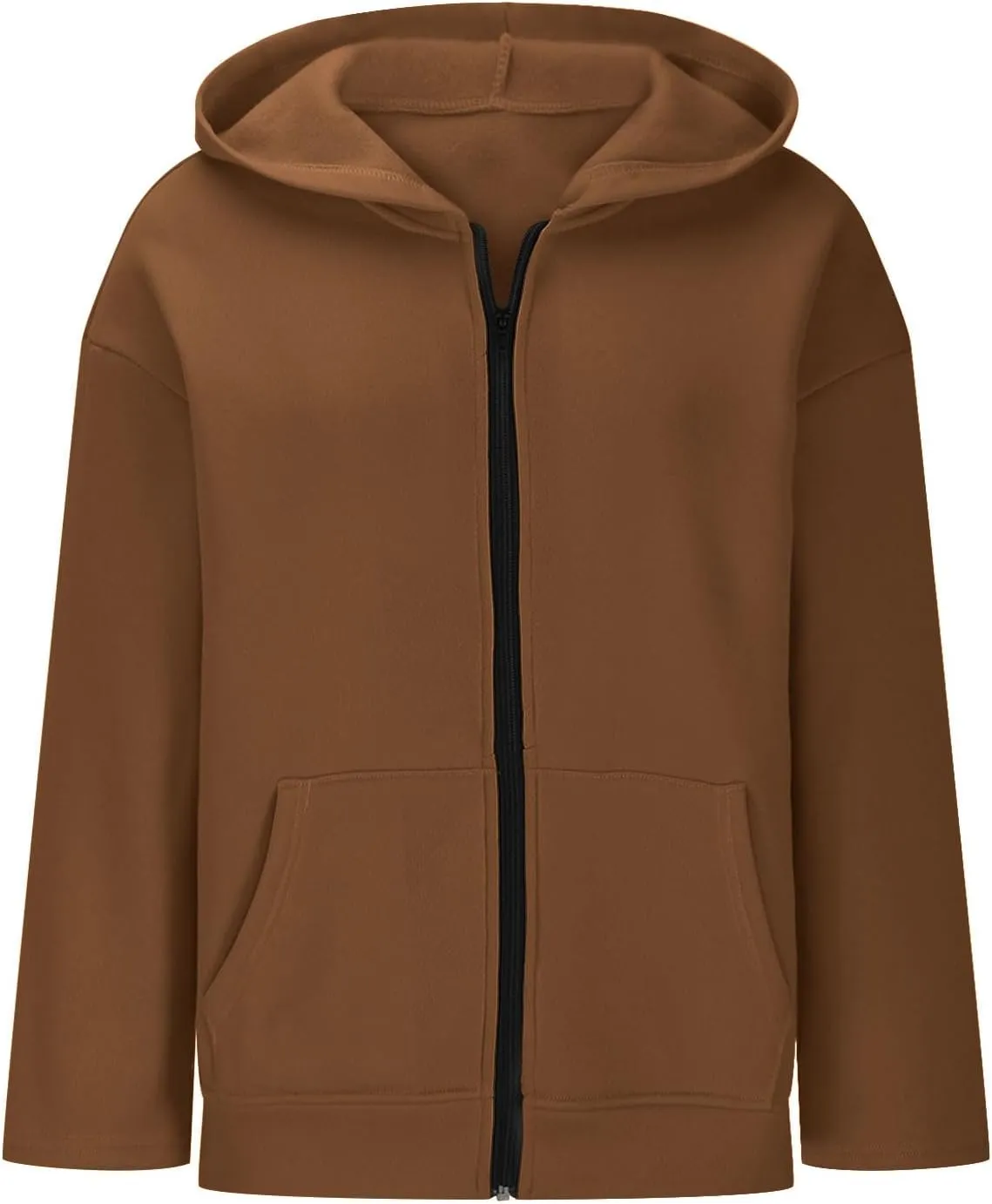TANGNADE Women Hoodies Full Zip Up Oversized Sweatshirts with Pockets Casual Long Sleeve Thin Hooded Lightweight Jackets