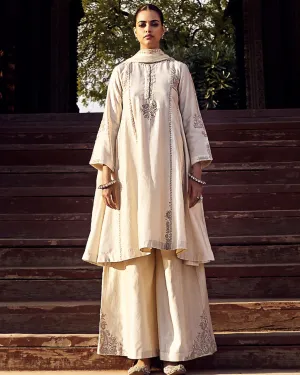 The Kachi Kora Dori Ecru A Line Kurta Set