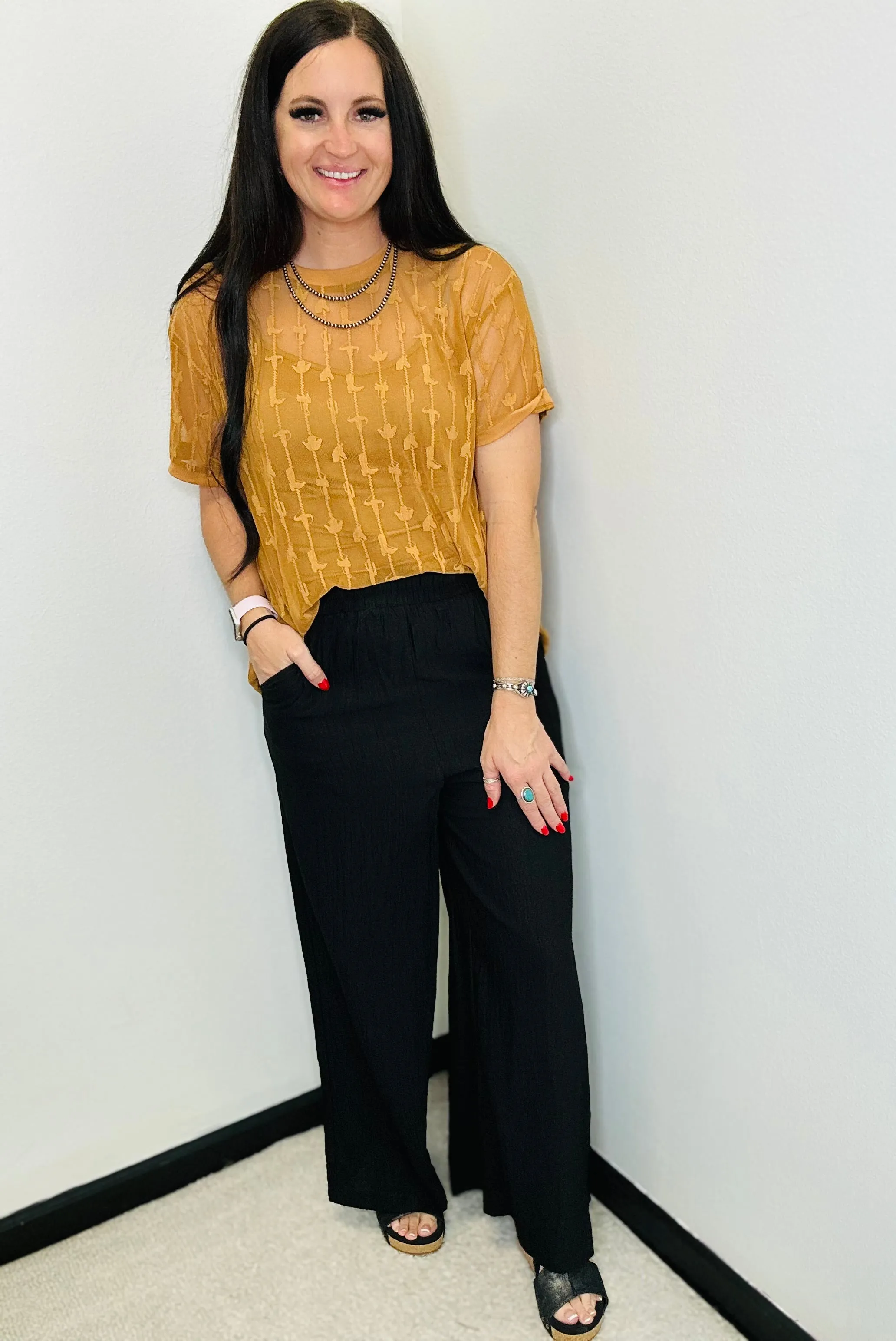 Toby Black Wide Leg Lined Pants