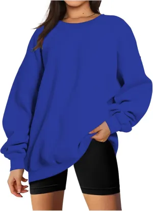 Women Oversized Sweatshirt 2023 Long Sleeve Round Neck Solid Dropped Hoodies Pullover Hoodless Casual Fashion Fall Sweaters