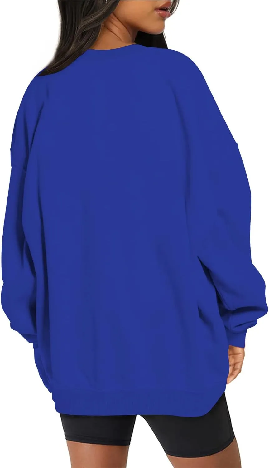 Women Oversized Sweatshirt 2023 Long Sleeve Round Neck Solid Dropped Hoodies Pullover Hoodless Casual Fashion Fall Sweaters