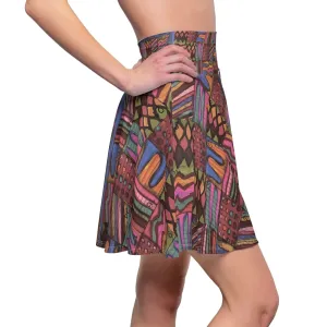 Women's Skater Skirt (AOP):  "Psychedelic Calendar(tm)" - Muted